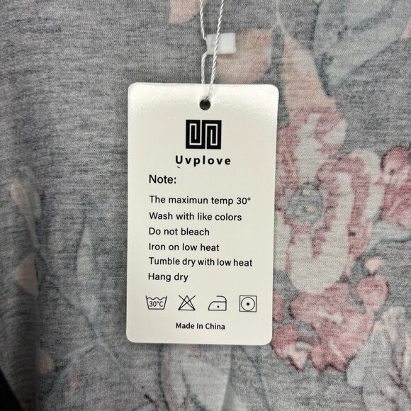 UVPLOVE NEW Short Sleeve V-Neck Faux Wrap Tunic Womens 5XL Floral Black Slimming - Picture 6 of 7